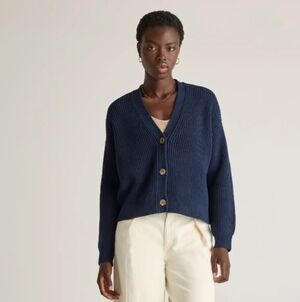Quince Dark Blue Cardigan with  Buttons